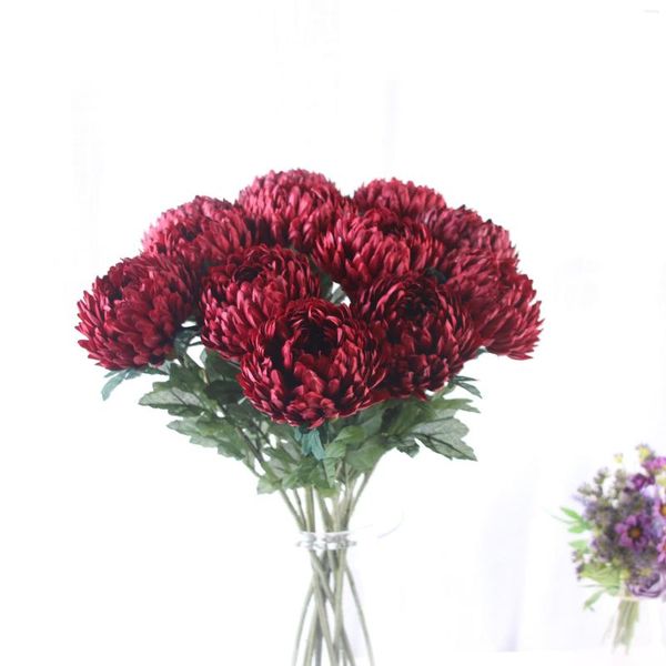 Flores decorativas grandes crazinhas de crisântemo FLORES DE SILHA ARTIFICIAL FALL HOME CASAMENTO DIY DIY PLANTAS FALCAS DO DIA DO VALENTINO DO DIA DO VALENTINO