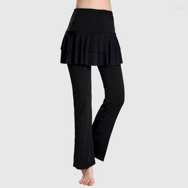 Abbigliamento da palco Gonna da ballo latino Pantaloni da yoga per donna Divisi abiti fitness in seta di latte