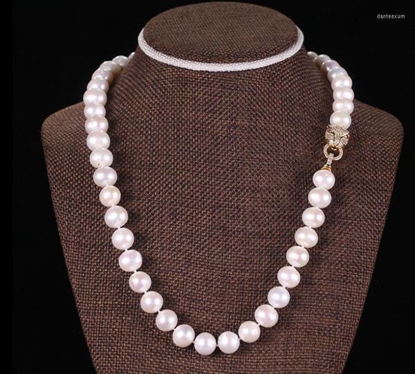 Catene moda autentica 10-11 mm bianco nero rosa multicolore collana di perle d'acqua dolce coltivate rotonde 18 