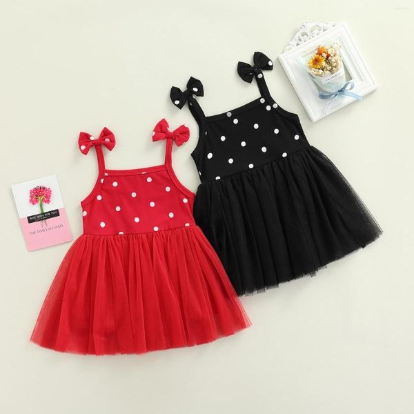 Vestidos de menina para criança meninas meninas garotas de princesa vestido sem mangas de impressão de tutu saia bowknot suspenso natal