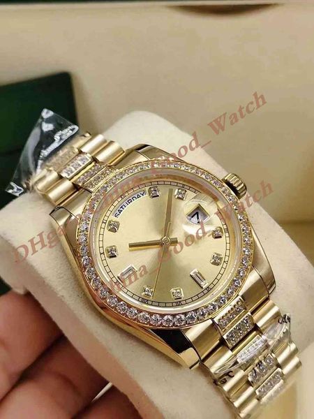 Rel￳gios de 36mm para homens dadas femininas feminina Dial Dial Dial Gold Business Business Business Movimento Autom￡tico Diamond Bracelet Wristmaps Sapphire Caixa original