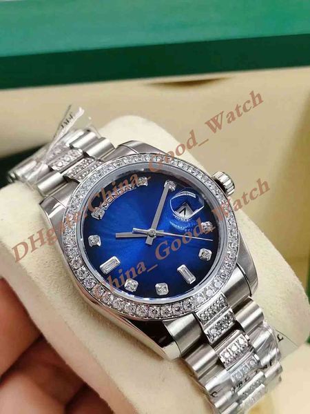 4 cores 36mm relógios clássicos masculinos senhoras moda vestido data prata azul mostrador relógio masculino movimento automático pulseira de diamante mapas de pulso cristal de safira com caixa original