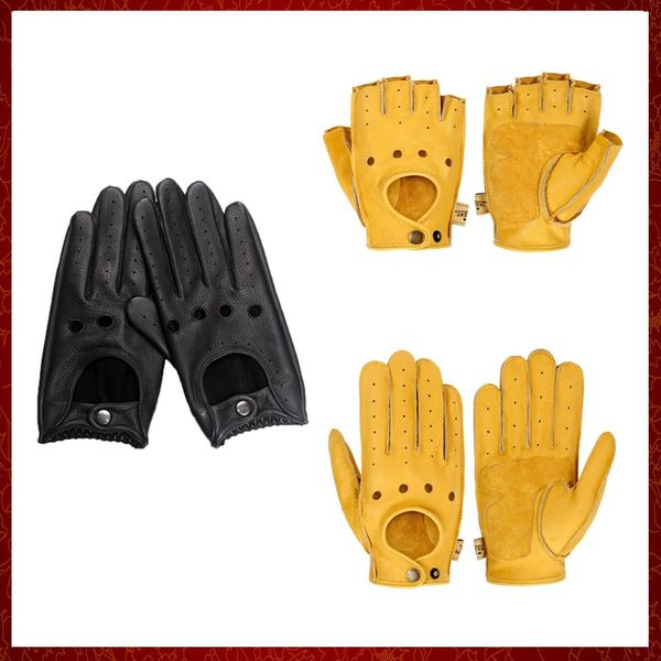 ST842 Motorrad Handschuhe Echtes Leder Männer Retro Guantes Halb Finger Voll Finger Moto Handschuhe Motorrad Biker Reiten Handschuhe