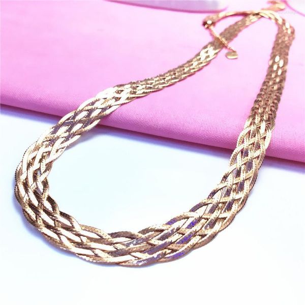 Anhänger Halsketten Reine russische 585 Frauen Lila Gold Halskette Luxus Elegante 14K Rose Überzogene Platte Kette Farbige Set