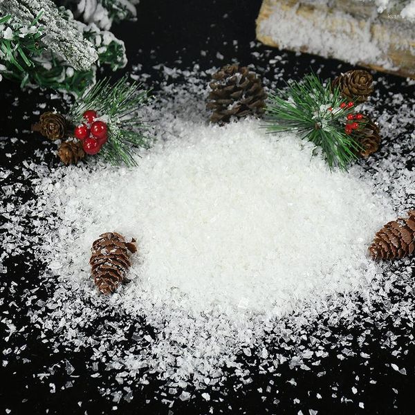 Weihnachtsdekorationen 50 gr/beutel Künstliche Schneeflocke Weiß Kunststoff Pulver Baum Falsche Schnee Dekoration Familie Party Garten Szene Prop