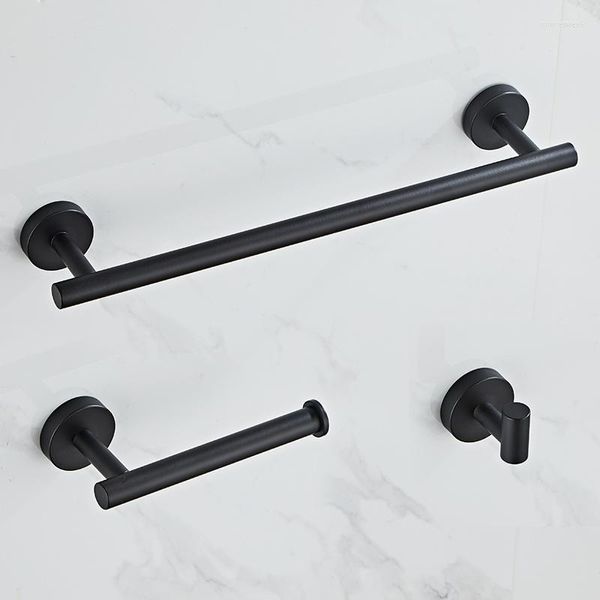 Set di accessori per il bagno Hardware per il bagno Gancio per accappatoio Portasciugamani Portasciugamani Set di accessori per porta carta velina in acciaio inossidabile nero