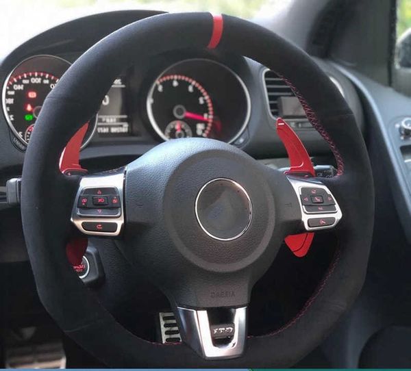 Araba Direksiyon Kapağı Süet Araç Aksesuarları Volkswagen Golf 6 GTI MK6 VW Polo GTI Scirocco R Passat CC R-Line 2010