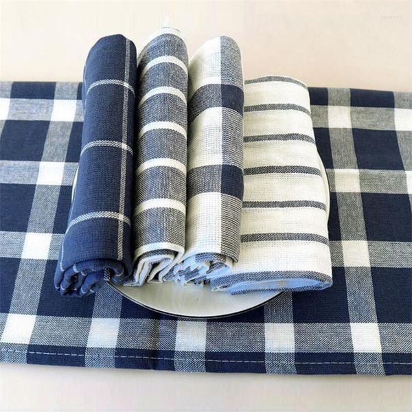 Guardanapo de mesa 3pcs 4pcs por conjunto de algodão toalhas de chá xadrez de cozinha de pano de pano de pano de pano de pano de limpeza de limpeza 46x70cm