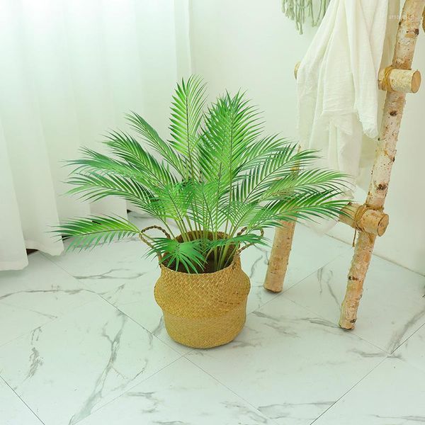 Flores decorativas Bonsai Artificial Palm Tree Trepical Plants Plants Branch Folha de seda Verde para Garden Home Garden Office Office Room Balcony