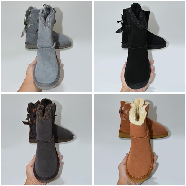 Botas quentes clássicas mini metade neve bota dos EUA inverno pêlo cheio fofo fofinho de cetim no tornozelo botas Slippers size 36-41