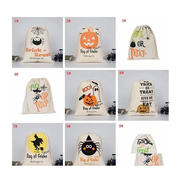 Bolsas de armazenamento Halloween Bolsa de lona de grande capacidade Garota de vestu￡rio DString Candy Gift Organizer bolsa atacado VT0429 Drop HomeFavor DH02P