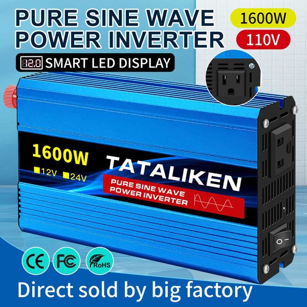 Reine Sinuswellen -Wechselrichterauto -Kraft Tranfermer DC12V/24 V zu AC 110V 60Hz 4500W Spannung Tragbarer Konverter mit LED -Anzeige