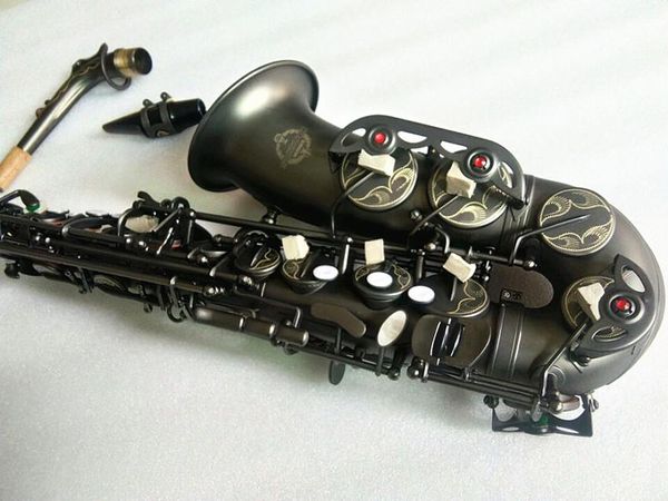 Neue professionelle Musikinstrumente Suzuki Alt-Bass-Saxophon E Flat Mattschwarz vernickelte Oberfläche Saxophon und Koffer