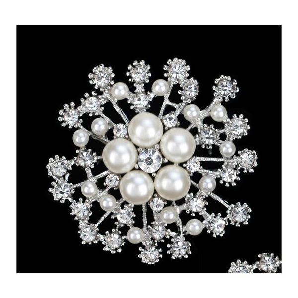 Pinos broches femininos usam acess￳rios com grande floco de neve p￩rola broche broch