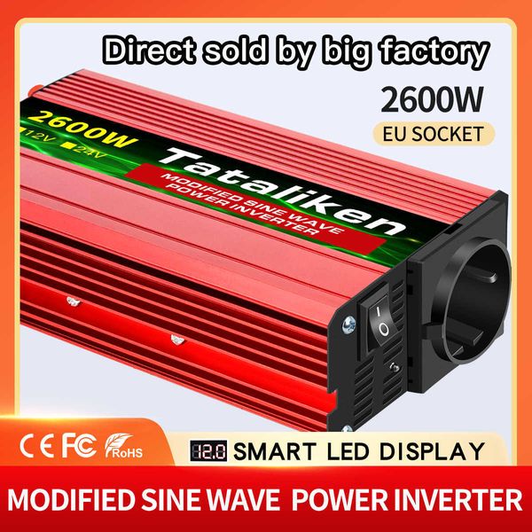 Inverter Automotive Modified Sine Wave Converter 4000W AC12V/24V para DC220V 50Hz/60Hz de alta pot￪ncia com LED Voltage DisplayeU Socket