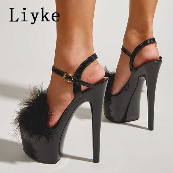 Red Liyke High Platform Sexy Cm Heels Pole Dance Stripere Donne Fashion Fuzzy Peep Pugna Fullatura Sandali di matrimonio T