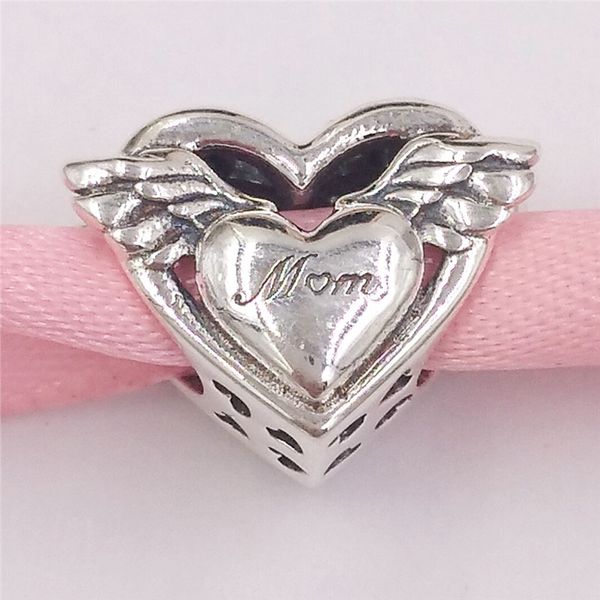 925 Серебряные ювелирные украшения Pandora Angel Wings Mom Charms Chair Crystal Белый браслет из бисера для бисера для женщин для женских ожерелья для ожерелья сердца 799367C00 Annajewel