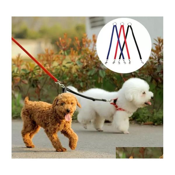 Collari per cani Guinzagli Nylon resistente Doppia coppia da passeggio Cucciolo Collare a 2 vie Guinzaglio Trazione per animali Accessori per cinture in corda di piombo Homefavor Dh2Bu