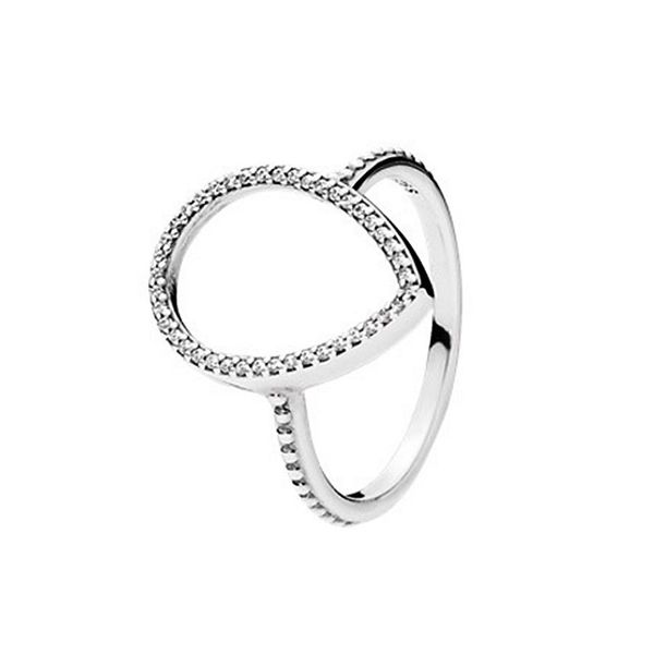 Tropfen-Silhouette-Ring, authentisches Sterlingsilber für Pandora, CZ-Diamant-Hochzeitsschmuck für Frauen und Mädchen, mit Originalverpackung, Geschenk-Ring-Set für Freundin