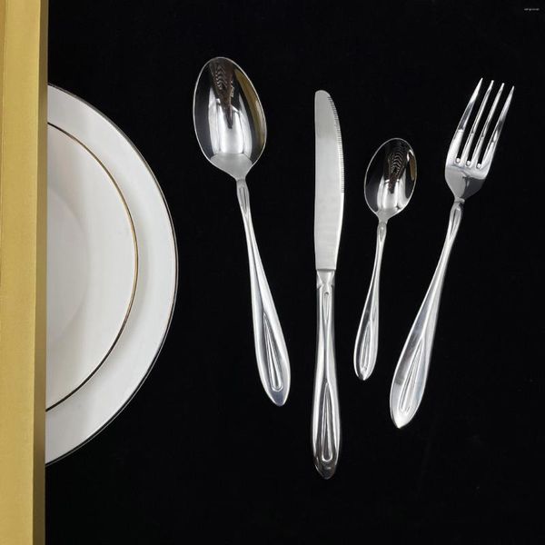 Ужин наборы посуды вилка ваджилла ложка кубики de acero inoxidable -нож серебристого серебра.