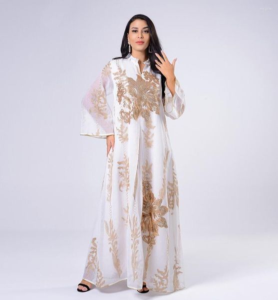 Ethnische Kleidung Naher Osten Abaya Sparkle Pailletten Stickerei Dubai Jalabiya Lange Ärmel Modest Hijab Kaftan Arabisch Muslim Türkei Kleider