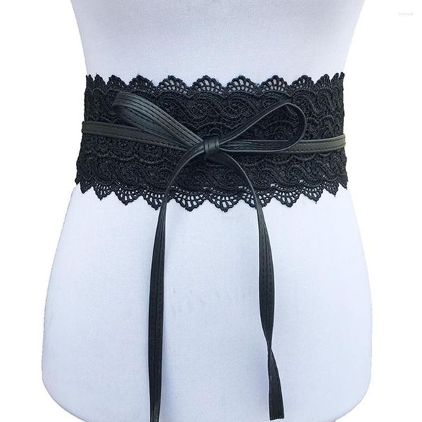 Cintos Moda Mulheres Vestido Bowknot Faux Leather Lace Wide Decor Belt Belt Band Band