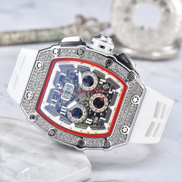6 pin Elmas Otomatik Tarih İzle Sınırlı Üretim erkek saati En iyi marka lüks tam fonksiyonlu kuvars saatlerES Silikon kayış