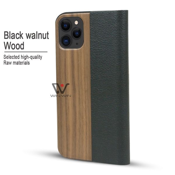 Fashion Luxury Wooden Phone personalizado Capa de couro impermeável Casos de telefone choques para iPhone 8 Plus 11 12 13 14 Pro XS Max Capas móveis