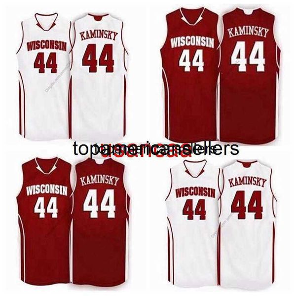 Custom Retro Frank Kaminsky #44 Wisconsin Badgers Basketball Jersey Stitched Red Size S-4xl Qualquer nome e n￺mero de camisas