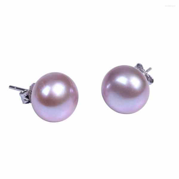 Boucles d'oreilles étalon authentique rose / violet cultivé en eau douce et boucles d'oreille fine 925 épingle en argent pour les cadeaux pour femmes