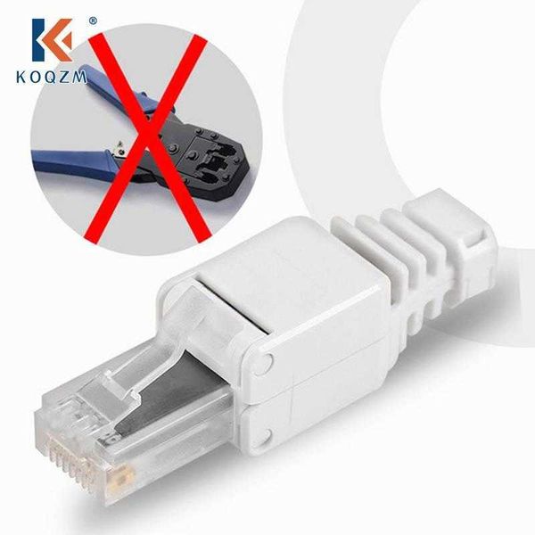 Nessun connettore a crimpare Cavo Ethernet Spina con testa in cristallo senza attrezzi compatibile con cavo CAT5E CAT6 CAT6A