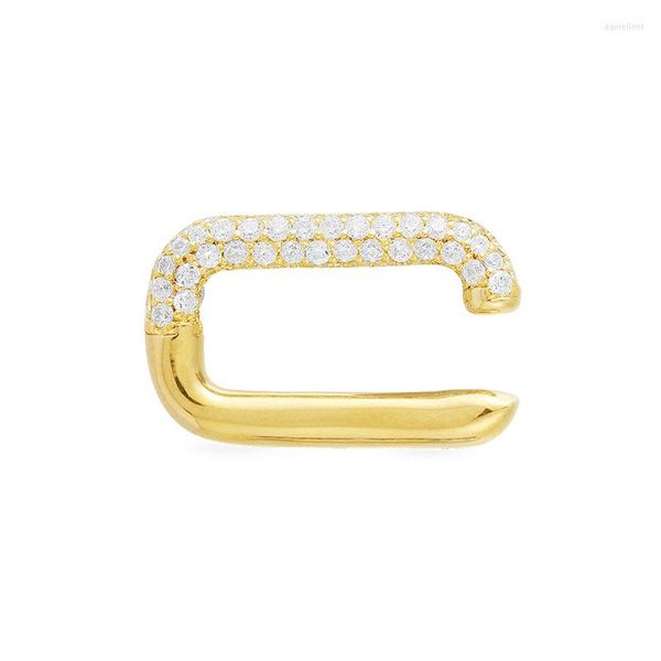 Orecchini posteriori SOELLE Fashion Argento sterling 925 Color oro Singolo rettangolo Polsino con osso dell'orecchio Nessun orecchino a clip geometrico traforato 1pc Per le donne