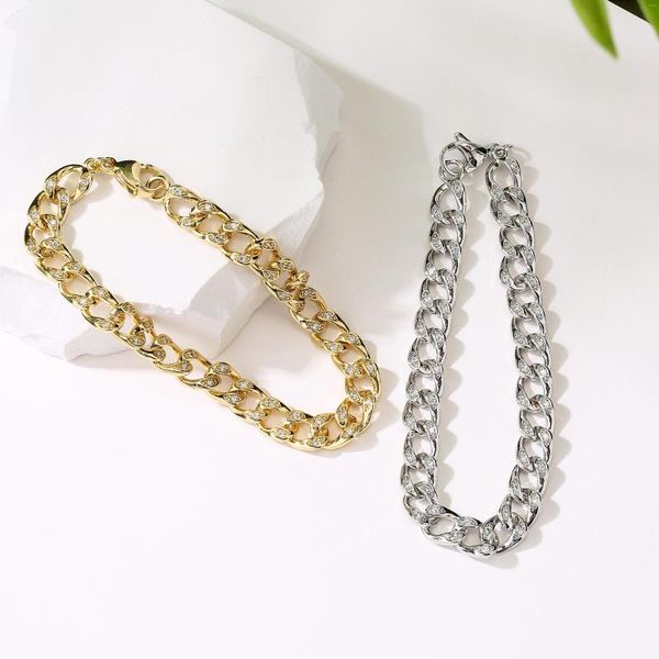 Link Armbänder HECHENG Bohemian Gold Armband Für Frauen Twist Silber Farbe CZ Chunky Dick Party Schmuck