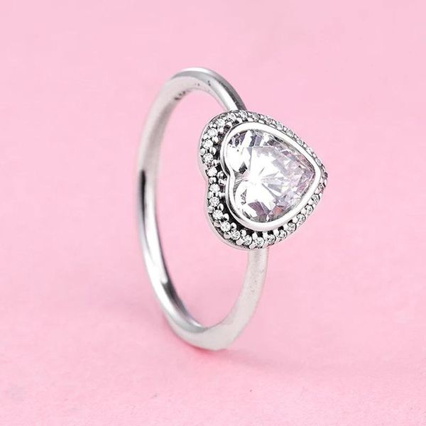 925 Серебряное Серебряное Сердечное Сердечное Кольцо Кольцо Fit Pandora Jewelry Объединение свадьбы любители моды для женщин кольцо для женщин