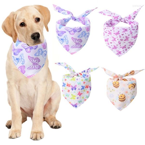 Hundebekleidung, Bandanas, Schmetterling, Biene, Blume, bedruckt, Katze, Welpe, Lätzchen, Kopftuch, Schal, Zubehör, waschbar, verstellbar, für kleine und große Hunde