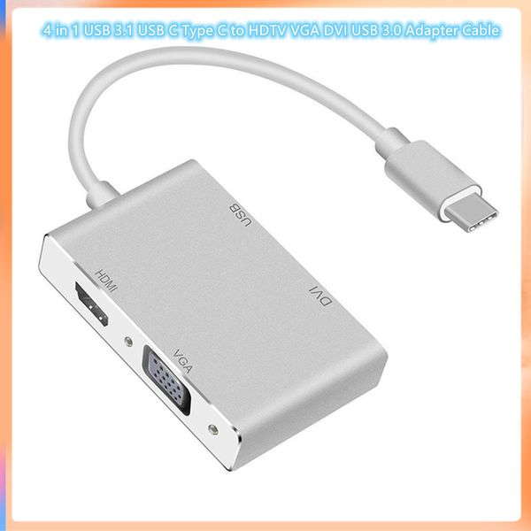 consumir eletrônicos 4 em 1 USB 3.1 Tipo C para HDTV VGA DVI USB 3.0 Cabo adaptador para laptop Mac-book note book PC Chrome-book Pixel