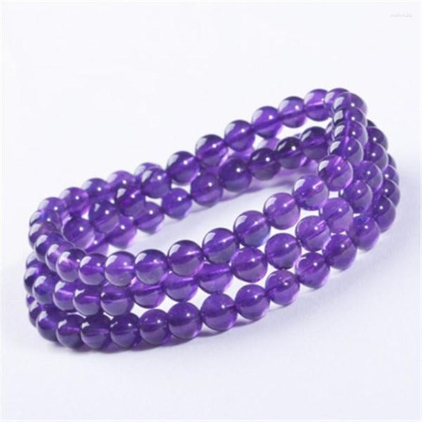 Оптовая оптом 5,5-6 мм подлинный фиолетовый натуральный кристаллический кварцевый браслет круглые шарики очарование камень.