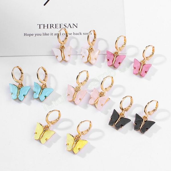 Orecchini a forma di farfalla in acrilico moda coreana gioielli piccoli orecchini pendenti a goccia dolce fresca per donna simpatici migliori regali