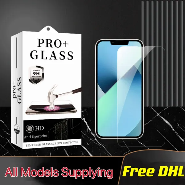 Displayschutzfolie für iPhone 14 13 12 Mini 11 Pro Max X Xs Max 8 7 6 Plus Samsung A71 A21 LG Stylo 6 Aristo 5 gehärtetes Glas Screengurad Brille Potector HTC