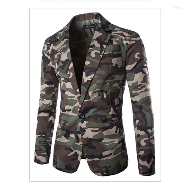 Abiti da uomo Mimetico militare Slim Fit Fashion Blazer Suit Giacca in cotone con un bottone da uomo Americanas Hombre Coat