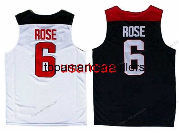 Custom 2014 D. Rose Basketball Jersey USA Derrick Men's Stuteed White Blue Size S-4XL Любое имя и номер