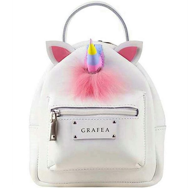 Zaino in corno di unicorno Zaino da giorno Grafea Borsa da scuola per ragazza carina Zaino in pelle Pu Zaino di qualità Zaino sportivo Zaino da esterno3565