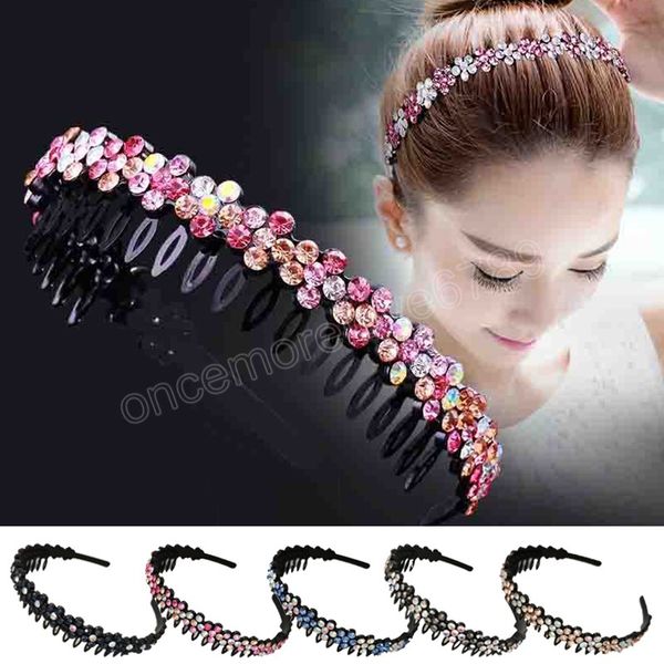 Fashion Pearl não deslizamento Rhinestone Hairbands Elastic Flower Women Hair Hoop Band Band Band Bangs Hairstyle Simple