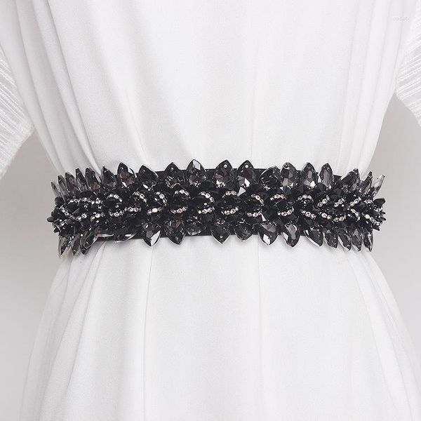 Cintos de luxo Strass em cintura cinturão Mulheres de cristal de cristal de cristal artesanal de cintura elástica Strap femme ceinture 2022 Designer