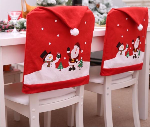 Fodere per sedie 4 Pz / lotto Copertura natalizia Babbo Natale Festa della mamma Rivestimenti per cartoni animati Tessuti non tessuti all'ingrosso FG1346