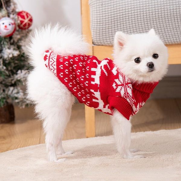 Vestuário para cães trajes de natal suéter de estimação malha de gola alta Teddy fadou gato