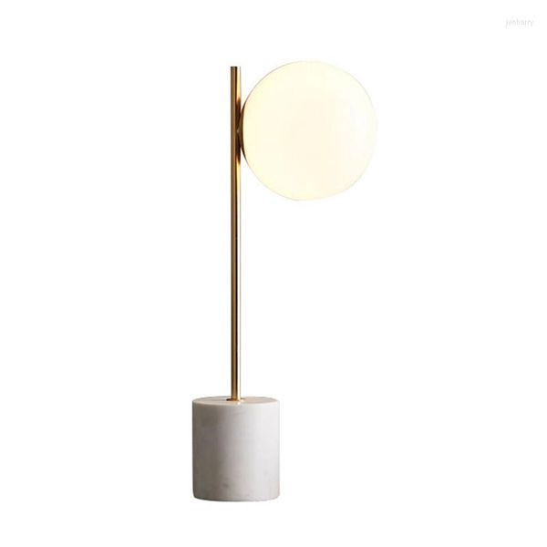 Lâmpadas de mesa Modern Marble Lamp Ball Glass Shade Lights Desk for Bedroom Design Home Decoration Lumiaires iluminação criativa