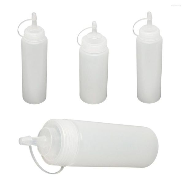 Garrafas de armazenamento 6x Clear White Plástico Squeeze molho de ketchup Óleo de cruzeiro 8oz 8oz