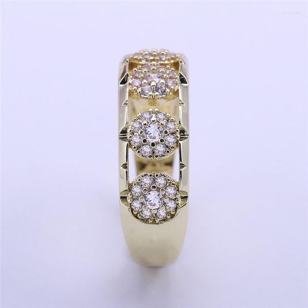 Anéis de casamento Vintage Gold Gold Feminino Luxo Branco Anel de Noivado de Zircão Micro - Acessórios para Coringa Gravado