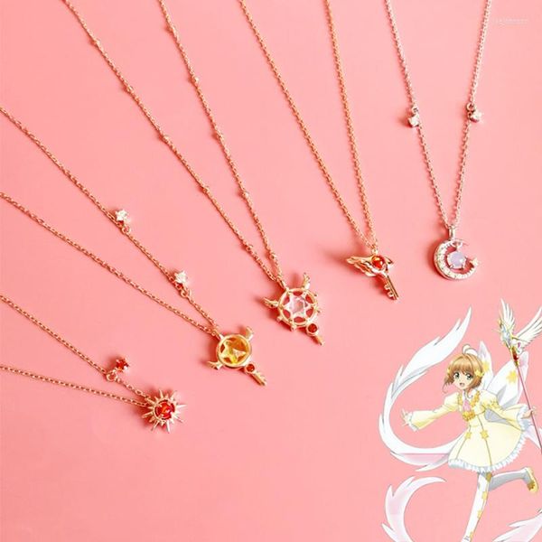 Серьги ожерелья установите аниме -карт Cardcaptor Sakura 925 Серебряный серебряный кулон ювелирных изделий для женщин для женщин
